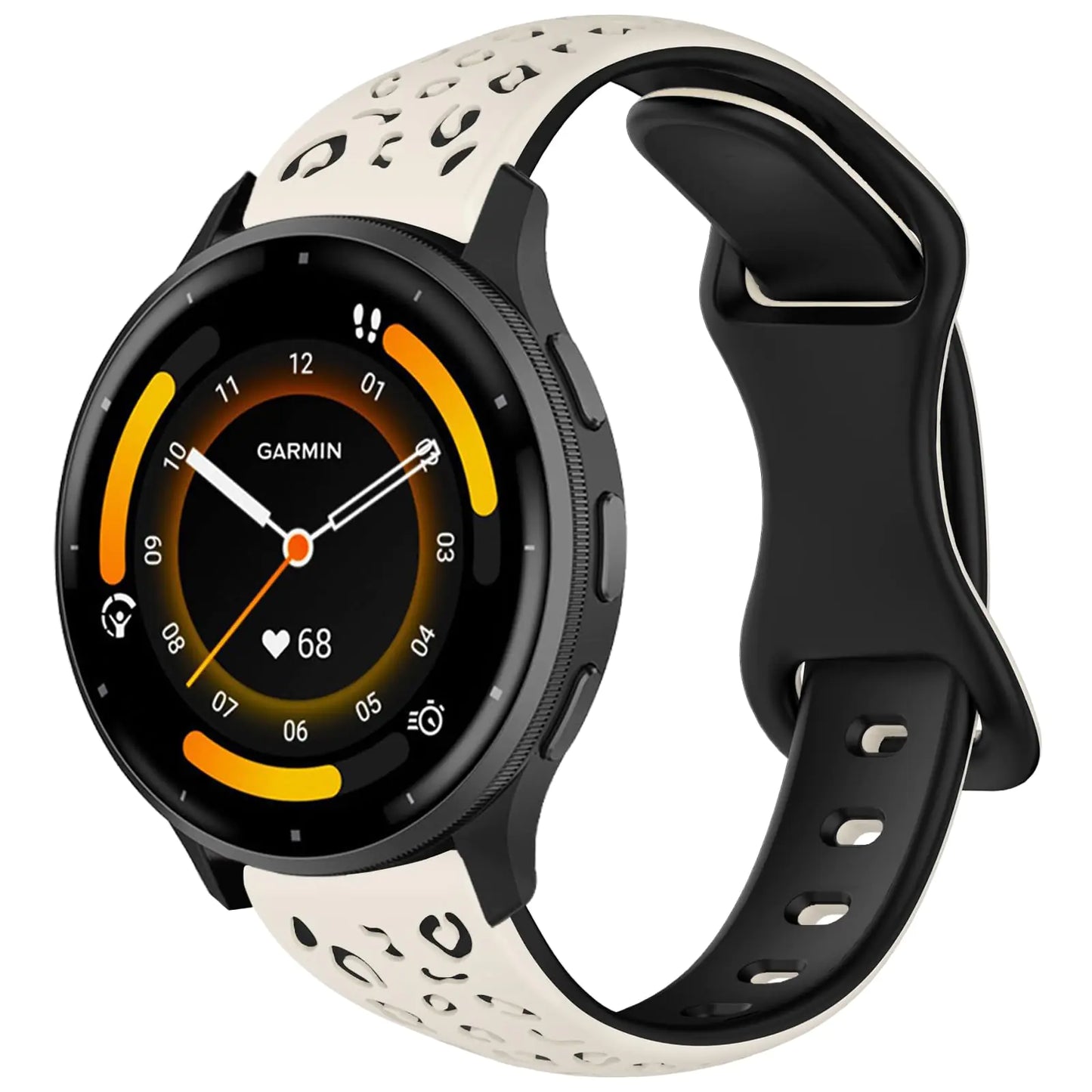 Strisinho Slim Leopard Engraved Bands Compatible with Garmin Vivoactive 4 / Venu 3 / Venu 2 Watch Band 22mm Narrow Soft Silicone Cheetah Sport Strap for Garmin Forerunner 745 / 265 / 255 Smart Watch Women Men