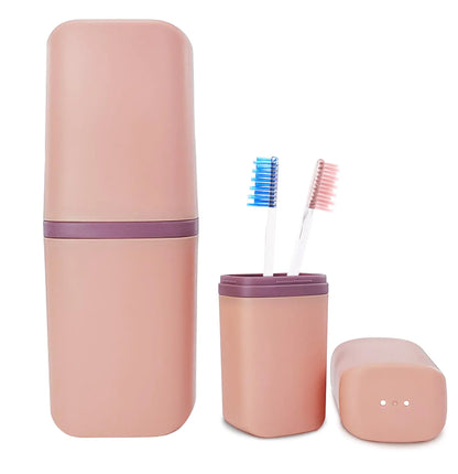SietDESEO Toothbrush Travel Case Portable Travel Toothbrush Holder Toothbrush and Toothpaste Travel Case for Camping Business School Trip Home Toothbrush Travel Containers(Pink)