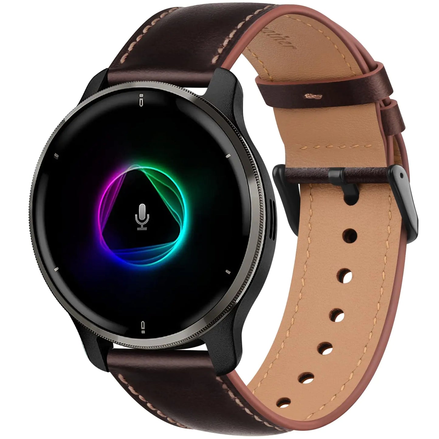 Vancle Bands Compatible with Garmin Vivoactive 4 Watch Band Garmin Venu 3 / Venu 2 Watch Band Women Men Leaher Replacement Strap for Garmin Venu 3 Venu 2 Vivoactive 4 Forerunner 745 / 265 / 255 Music Smart Watch